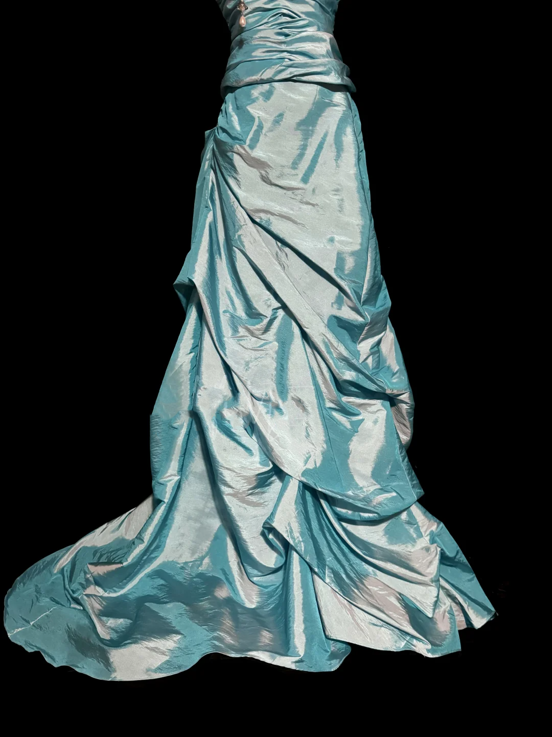 Pretty Ball Gown Sweetheart Blue Taffeta Long Quinceanera Dress Formal Gowns Vestido De 15 Anos Sweet 16 Dress W841