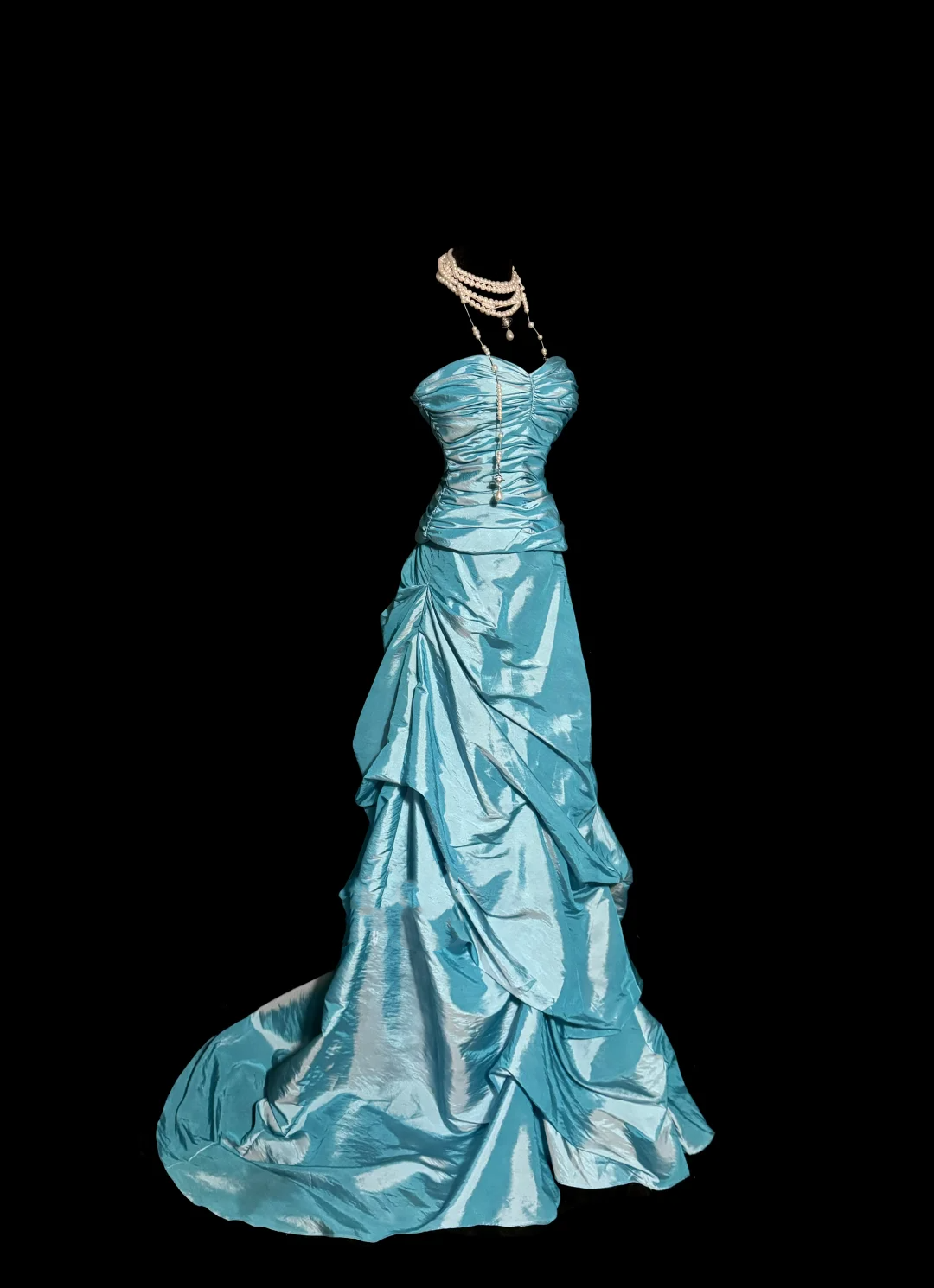 Pretty Ball Gown Sweetheart Blue Taffeta Long Quinceanera Dress Formal Gowns Vestido De 15 Anos Sweet 16 Dress W841