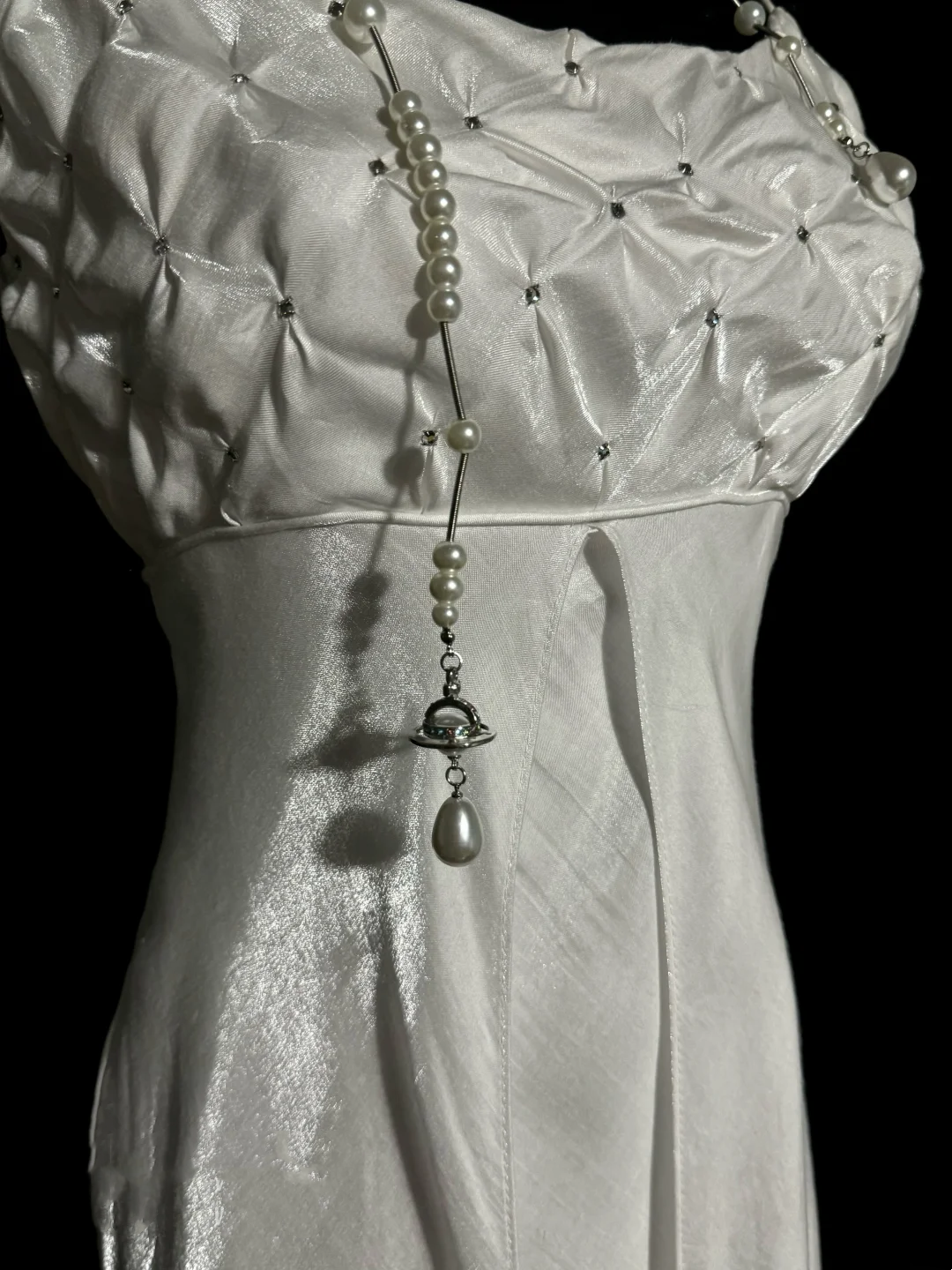 Vintage Mermaid Spaghetti Straps White Satin Long Prom Dresses Party Dress Birthday Outfits Graduation Dresses W843