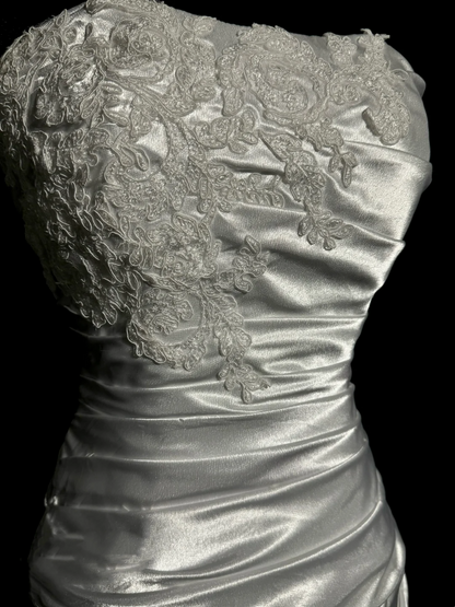 Vintage Mermaid Sweetheart White Satin Long Prom Dresses Party Dress 20th Birthday Outfits Graduation Dresses W845