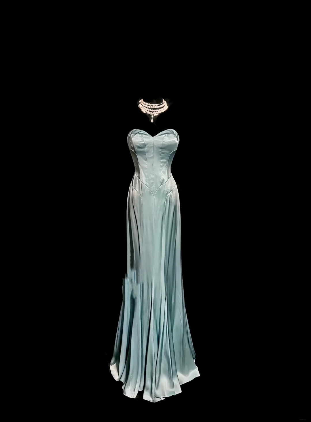 Vintage Mermaid Sweetheart Light Sky Blue Satin Long Prom Dresses Party Dress 20th Birthday Outfits Graduation Dresses W846