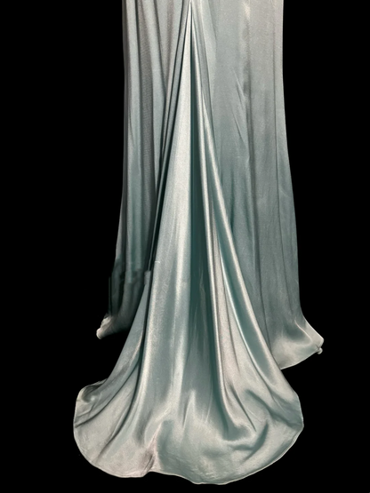 Vintage Mermaid Sweetheart Light Sky Blue Satin Long Prom Dresses Party Dress 20th Birthday Outfits Graduation Dresses W846