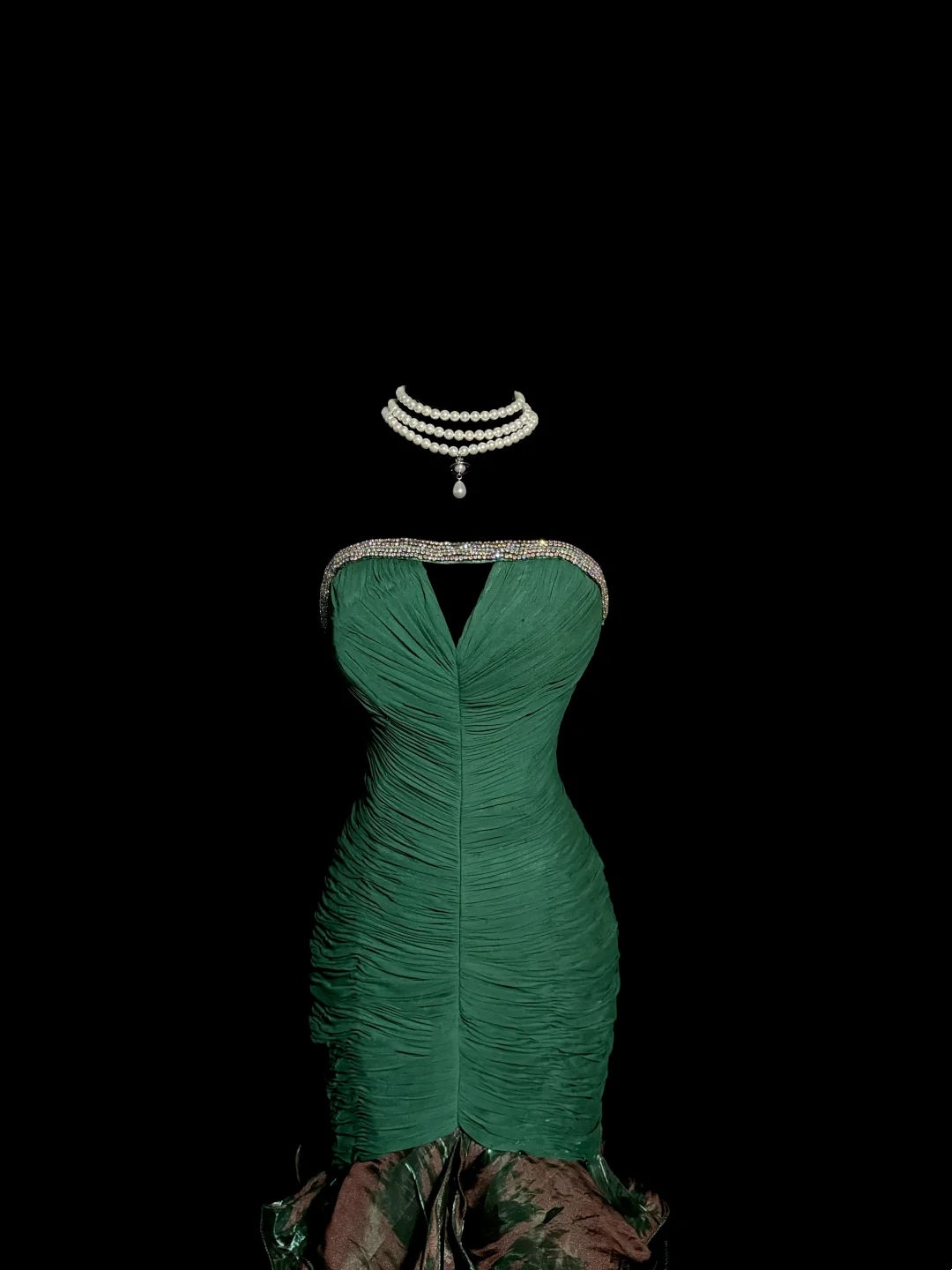 Vintage Mermaid Strapless Dark Green 90s Long Prom Dresses Party Dress 20th Birthday Outfits Graduation Dresses W850