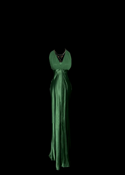 Vintage Mermaid Halter Dark Green 90s Chiffon Long Prom Dresses Party Dress 21st Birthday Outfits Graduation Dresses W851