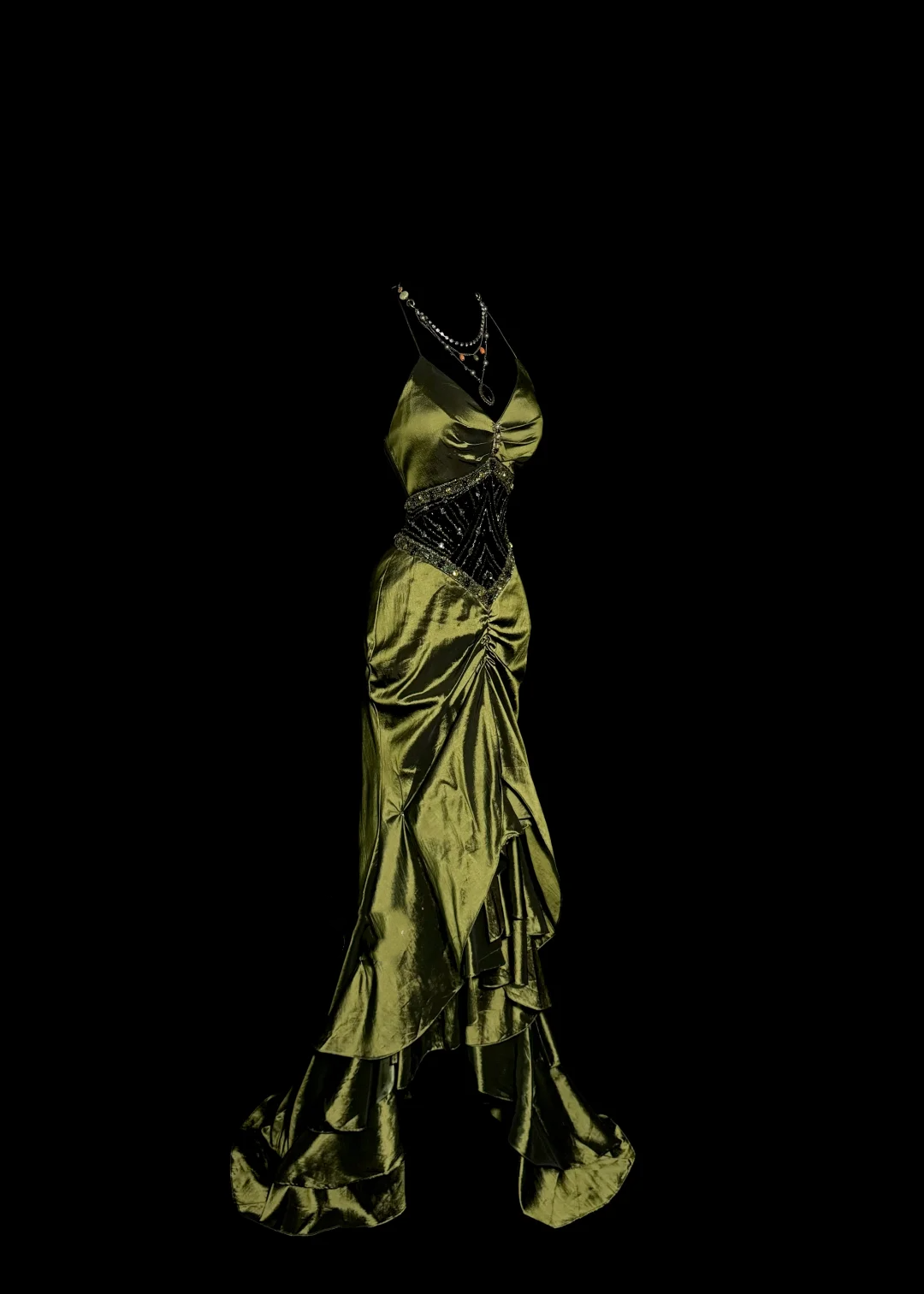 Vintage Mermaid Halter Olive Green 1950s Retro Classy Satin Long Prom Dresses Party Dress 21st Birthday Outfits Graduation Dresses W852