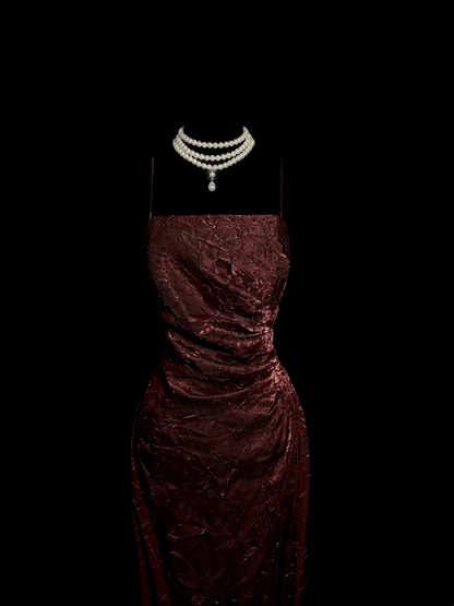 Vintage Sheath Spaghetti Straps Wine Red 90s Long Prom Dresses Party Dress 30th Birthday Outfits Graduation Dresses W854