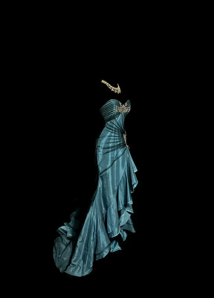 Vintage Mermaid Sweetheart 1950s Retro Classy Satin Long Prom Dresses Party Dress 21st Birthday Outfits Graduation Dresses SH3508