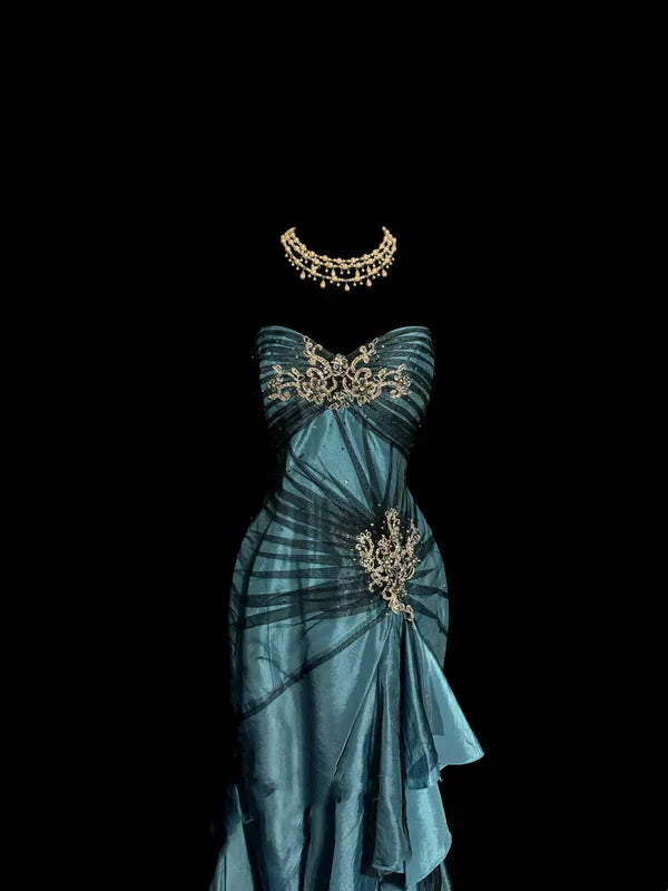 Vintage Mermaid Sweetheart 1950s Retro Classy Satin Long Prom Dresses Party Dress 21st Birthday Outfits Graduation Dresses SH3508