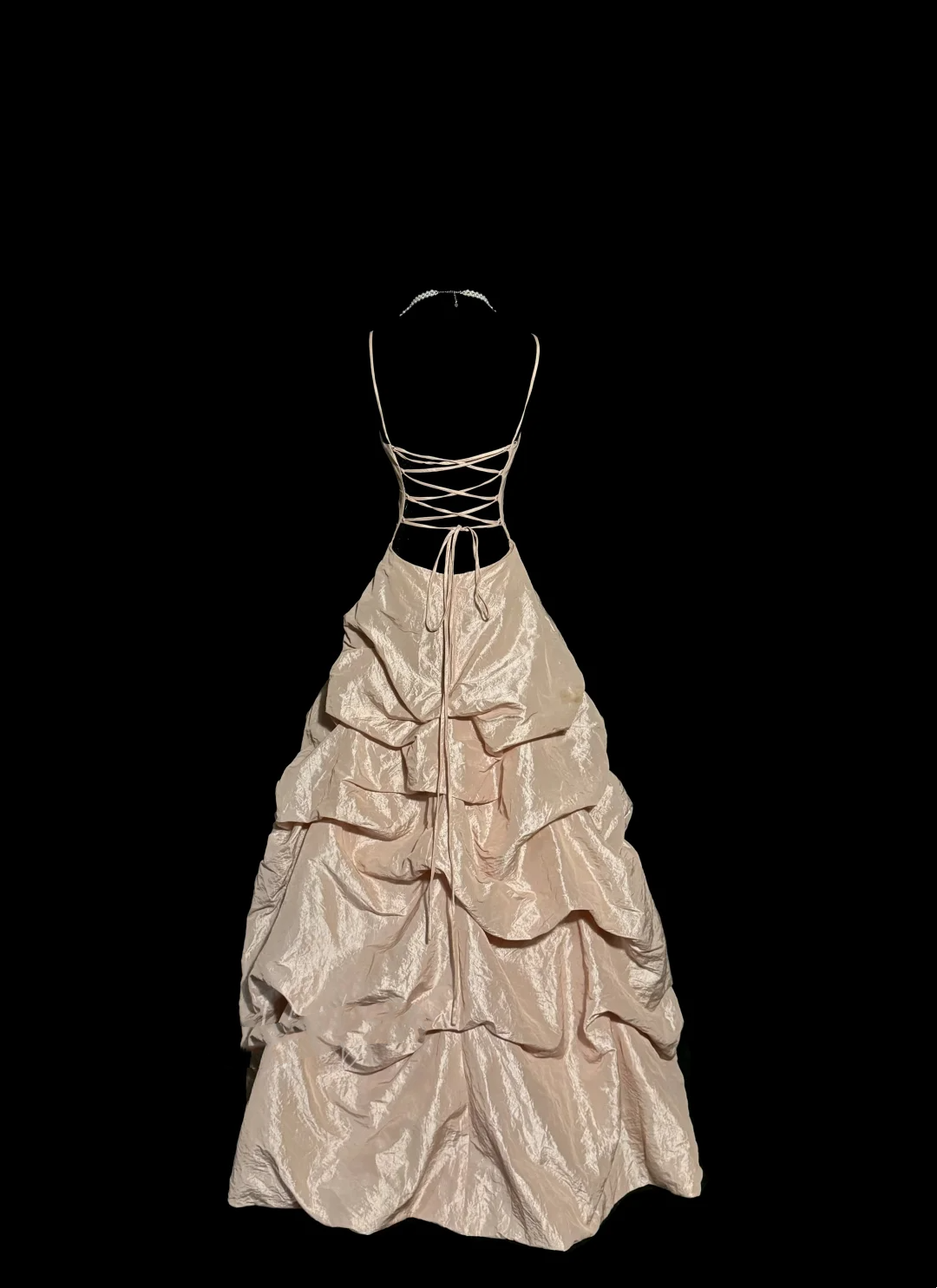 Vintage Ball Gown Spaghetti Straps Champagne 90s Long Prom Dresses Party Dress 30th Birthday Outfits Graduation Dresses W859