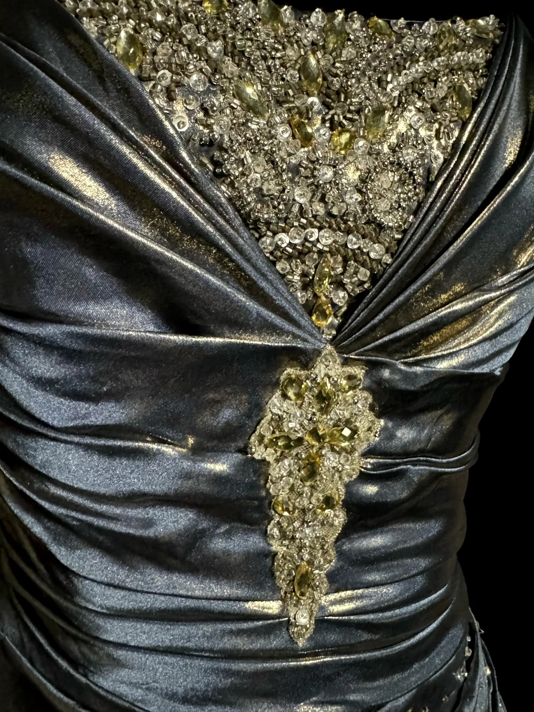 Vintage Mermaid Strapless Gray Satin 90s Long Prom Dresses Party Dress 30th Birthday Outfits Graduation Dresses W871