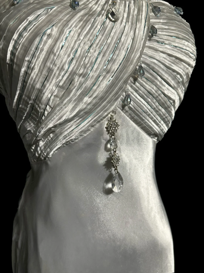 Vintage Mermaid One Shoulder Satin 90s Long Prom Dresses Party Dress 30th Birthday Outfits Graduation Dresses W874