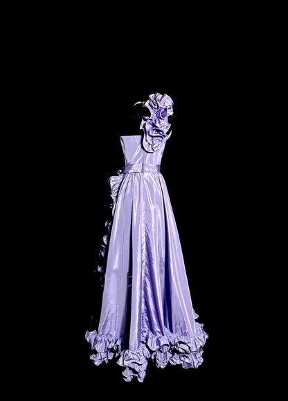 Elegant A line One Shoulder Grape Satin Long Prom Dresses Party Dress 21st Birthday Outfits Graduation Dresses W878