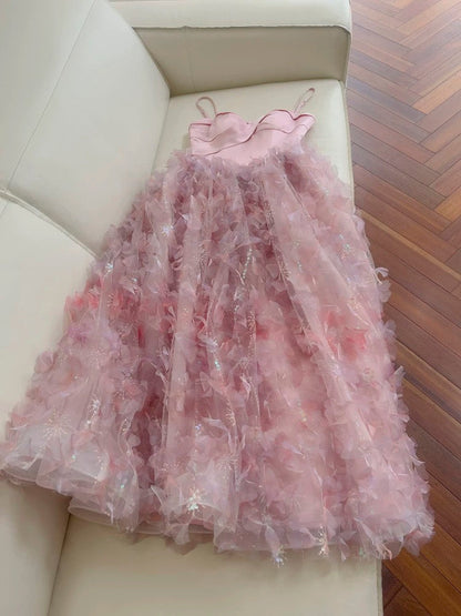 Elegant A line Spaghetti Straps Pink Long Evening Party Gowns Evening Formal Dresses Prom Dress W881