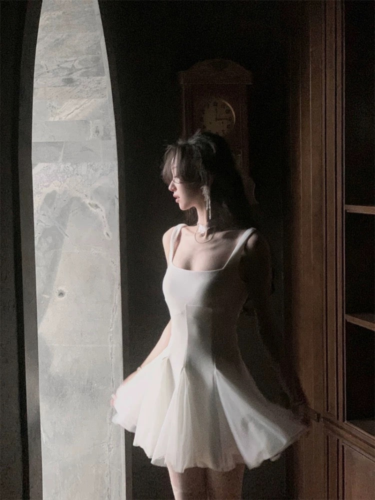 Pretty A line Square White Summer 16th Birthday Dresses For Teens Hoco Dress Mini 18th Birthday Outfit Cocktail Dresses For Women W884