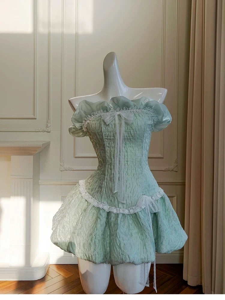 Pretty Ball Gown Strapless Mint Green Summer 16th Birthday Dresses For Teens Hoco Dress Mini 18th Birthday Outfit Cocktail Dresses For Women W895