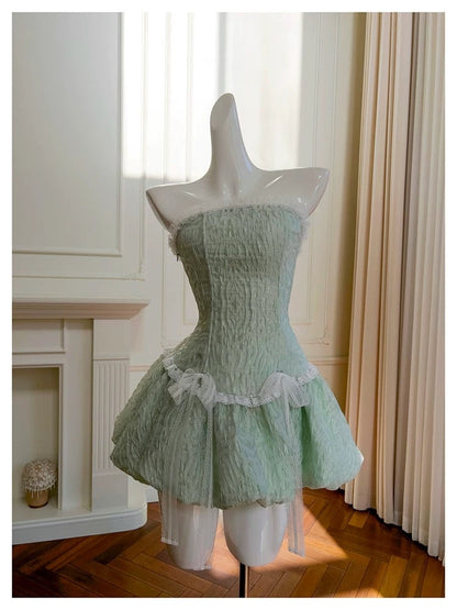 Pretty Ball Gown Strapless Mint Green Summer 16th Birthday Dresses For Teens Hoco Dress Mini 18th Birthday Outfit Cocktail Dresses For Women W895