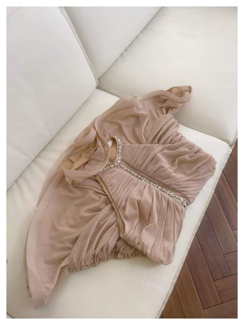 Pretty Sheath High Neck Champagne Summer 16th Birthday Dresses For Teens Hoco Dress Mini 18th Birthday Outfit Cocktail Dresses For Women W914