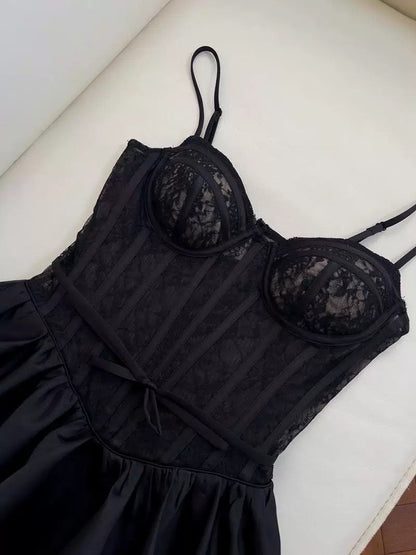 Trendy Ball Gown Spaghetti Straps Black Lace Formal Short 8th Grade Homecoming Dress Summer Middle School Hoco Dresses Birthday Outfits W918