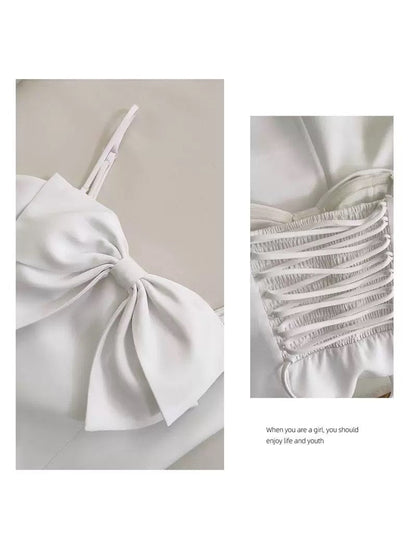 Trendy A line Spaghetti Straps White Satin Formal Short 8th Grade Homecoming Dress Summer Middle School Hoco Dresses Birthday Outfits W920