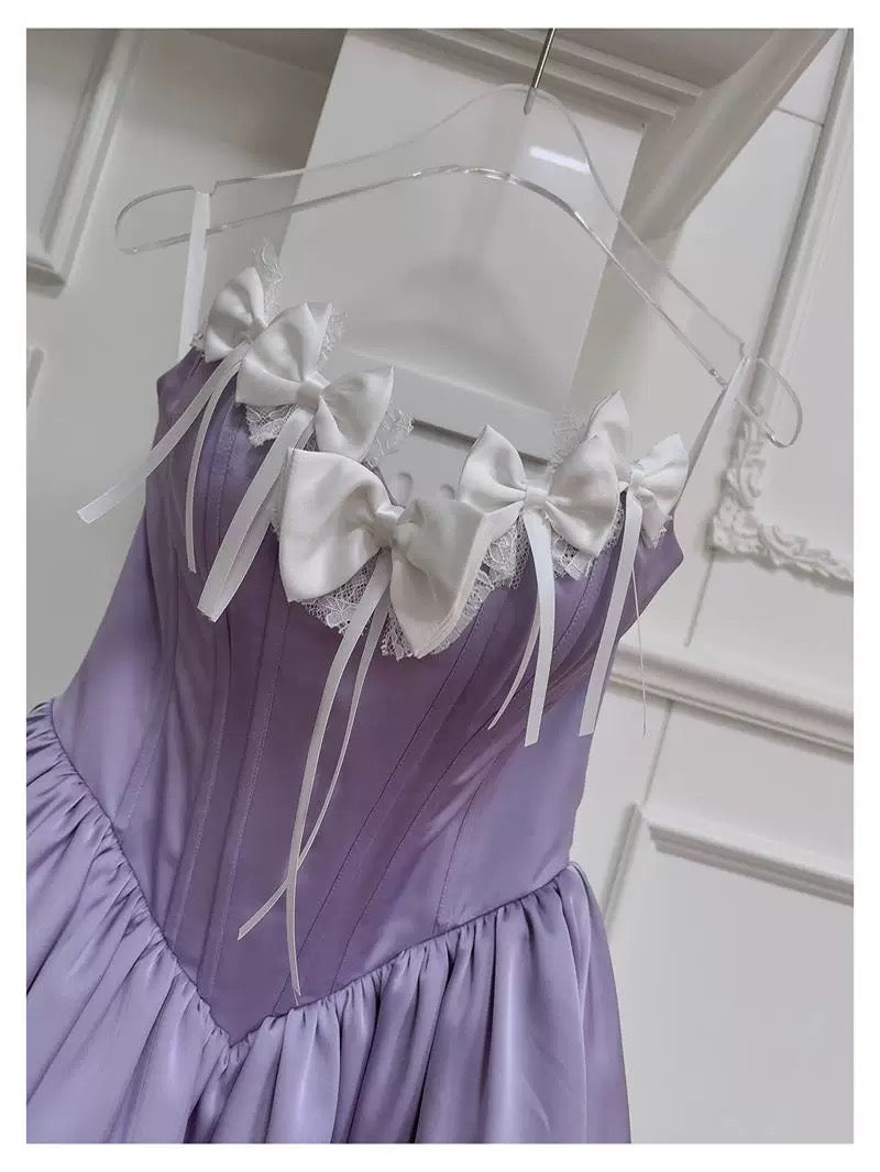 Trendy Ball Gown Sweetheart Lilac Satin Sleeveless Formal Short 8th Grade Homecoming Dress Summer Middle School Hoco Dresses Cocktail Dress Birthday Outfits W925