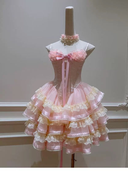 Trendy Ball Gown Spaghetti Straps Pink Lace Sleeveless Formal Short 8th Grade Homecoming Dress Summer Middle School Hoco Dresses Cocktail Dress Birthday Outfits W927