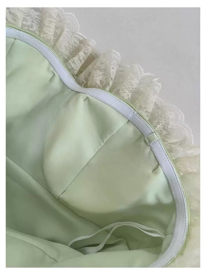 Trendy Ball Gown Spaghetti Straps Mint Green Sleeveless Formal Short 8th Grade Homecoming Dress Summer Middle School Hoco Dresses Cocktail Dress Birthday Outfits W931