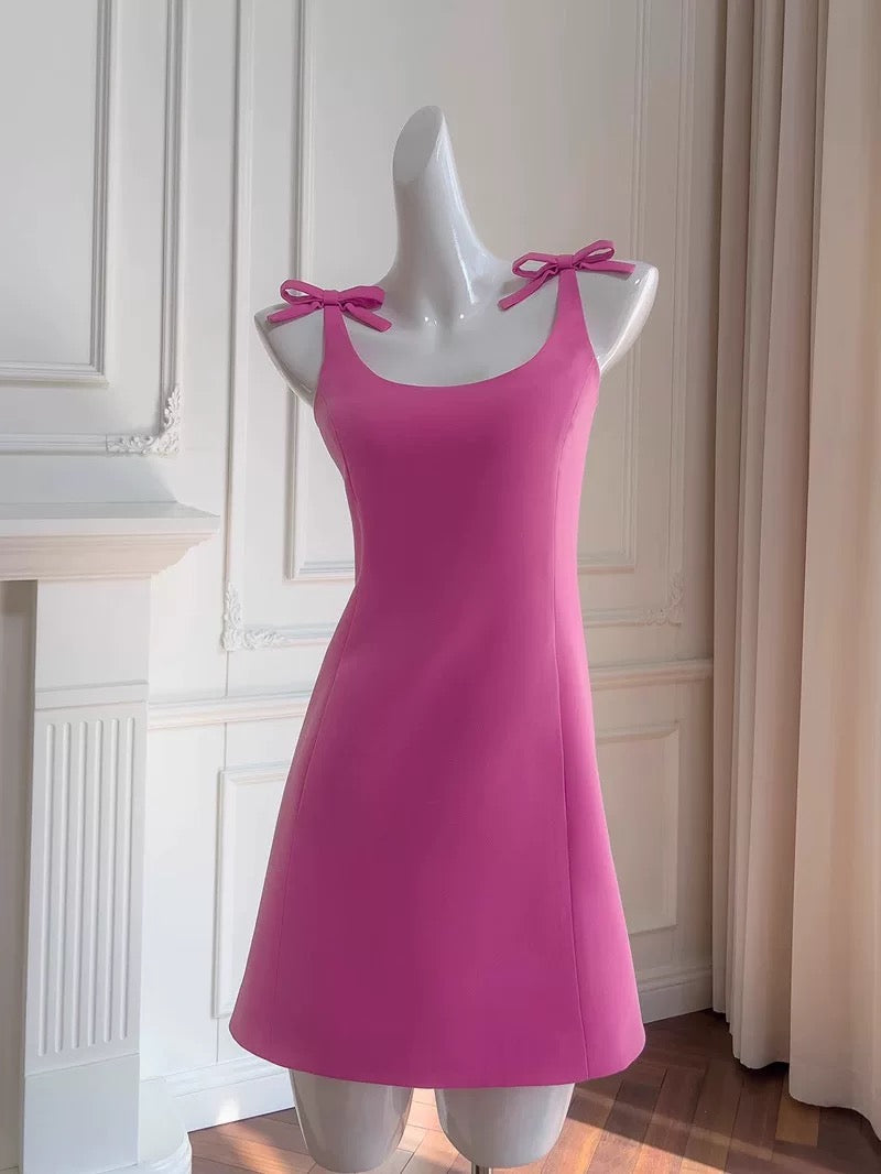 Trendy A Line Square Neck Pink Satin Formal Short 8th Grade Homecoming Dress Summer Middle School Hoco Dresses Birthday Outfits W933