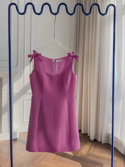 Trendy A Line Square Neck Pink Satin Formal Short 8th Grade Homecoming Dress Summer Middle School Hoco Dresses Birthday Outfits W933