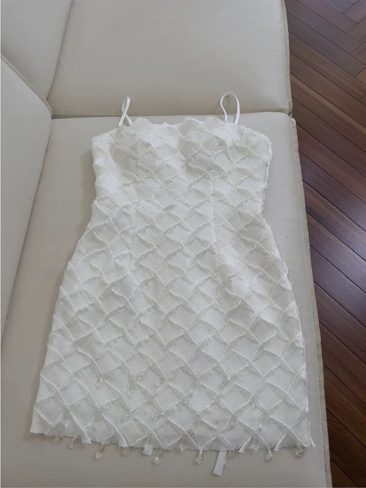 Cute Sheath Spaghetti Straps White Formal Short 8th Grade Homecoming Dress Summer Middle School Hoco Dresses Birthday Outfits W938