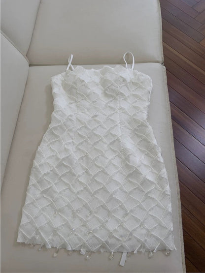 Cute Sheath Spaghetti Straps White Formal Short 8th Grade Homecoming Dress Summer Middle School Hoco Dresses Birthday Outfits W938