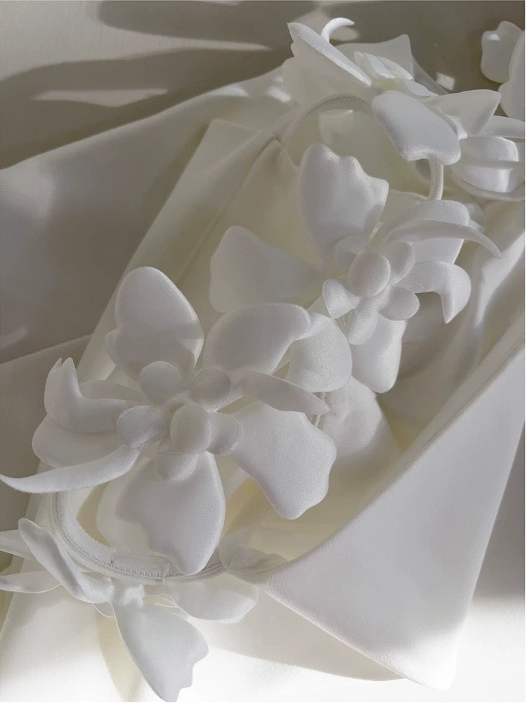 Cute Sheath Spaghetti Straps Floral White Formal Short 8th Grade Homecoming Dress Summer Middle School Hoco Dresses Birthday Outfits W939