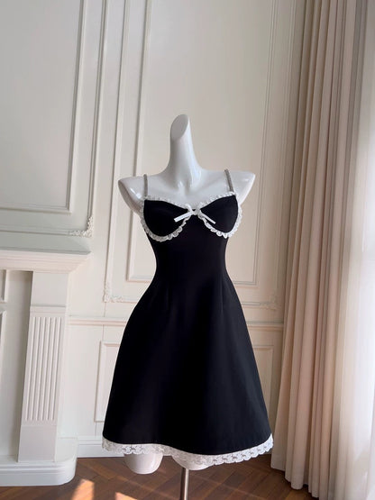 Trendy A line Spaghetti Straps Black Sleeveless Formal Short 8th Grade Homecoming Dress Summer Middle School Hoco Dresses Cocktail Dress Birthday Outfits W954