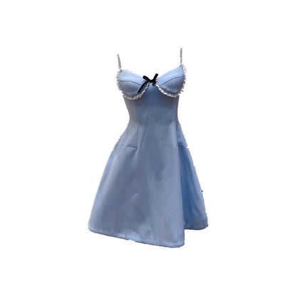 Trendy A line Spaghetti Straps Blue Formal Short 8th Grade Homecoming Dress Summer Middle School Hoco Dresses Cocktail Dress Birthday Outfits W956