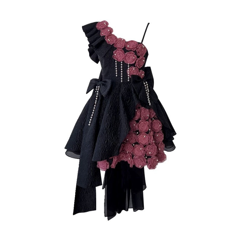 Cute Ball Gown Straps Lace Flowers Short Summer 18th Birthday Dresses Hoco Dress Mini 21st Birthday Outfit Cocktail Dresses W970