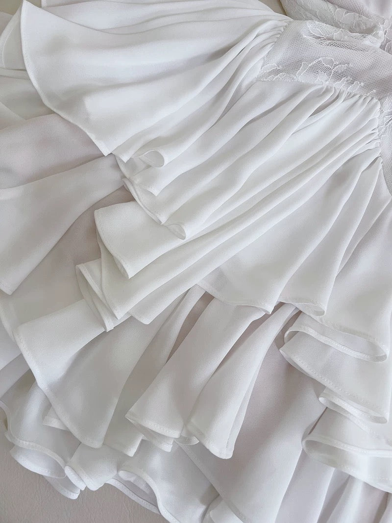 Trendy A line Spaghetti Straps White Lace Short 8th Grade Homecoming Dress Summer Middle School Hoco Dresses Cocktail Dress Birthday Outfits W965