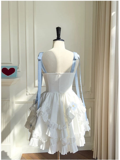 Trendy Ball Gown Spaghetti Straps White Chiffon Short 8th Grade Homecoming Dress Summer Middle School Hoco Dresses Cocktail Dress Birthday Outfits W968