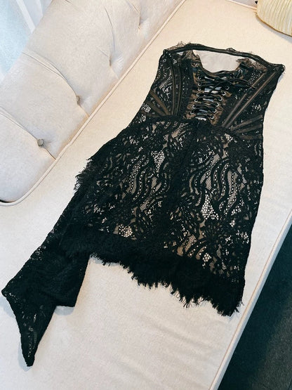 Sexy Sheath Strapless Lace Sleeveless Formal Short 8th Grade Homecoming Dress Summer Middle School Hoco Dresses Cocktail Dress Birthday Outfits W969