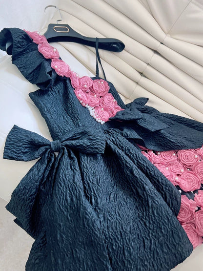 Cute Ball Gown Straps Lace Flowers Short Summer 18th Birthday Dresses Hoco Dress Mini 21st Birthday Outfit Cocktail Dresses W970