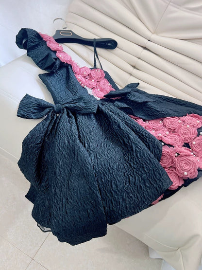 Cute Ball Gown Straps Lace Flowers Short Summer 18th Birthday Dresses Hoco Dress Mini 21st Birthday Outfit Cocktail Dresses W970