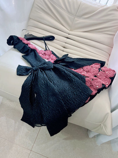 Cute Ball Gown Straps Lace Flowers Short Summer 18th Birthday Dresses Hoco Dress Mini 21st Birthday Outfit Cocktail Dresses W970