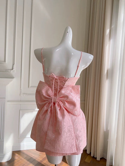 Sexy A Line Spaghetti Straps Pink Lace Sleeveless Formal Short 8th Grade Homecoming Dress Summer Middle School Hoco Dresses Birthday Outfits W971