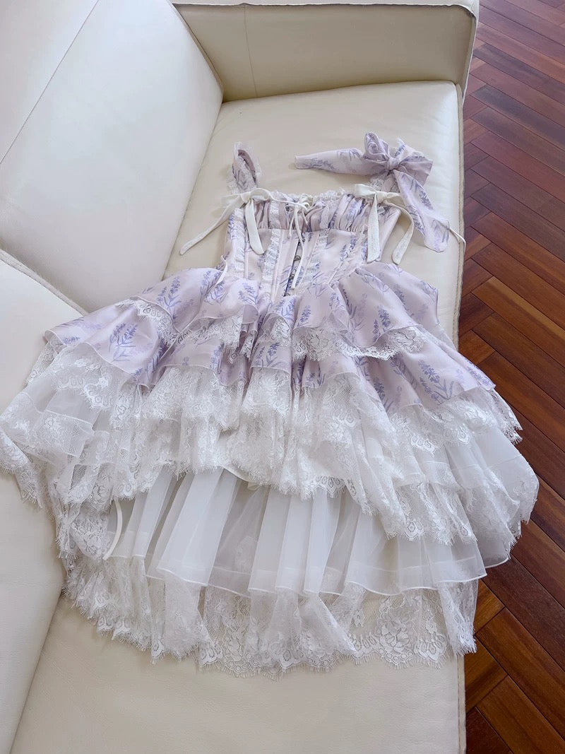Cute A line Spaghetti Straps Lilac Floral Chiffon Short 8th Grade Homecoming Dress Summer Middle School Hoco Dresses Cocktail Dress Birthday Outfits W972