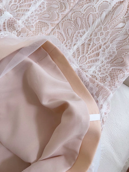 Cute A line Spaghetti Straps Champagne Lace Formal Short 8th Grade Homecoming Dress Summer Middle School Hoco Dresses Birthday Outfits W975