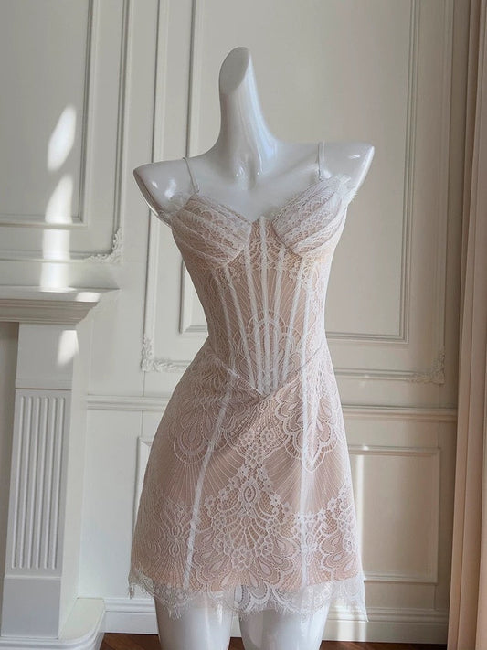 Cute A line Spaghetti Straps Champagne Lace Formal Short 8th Grade Homecoming Dress Summer Middle School Hoco Dresses Birthday Outfits W975