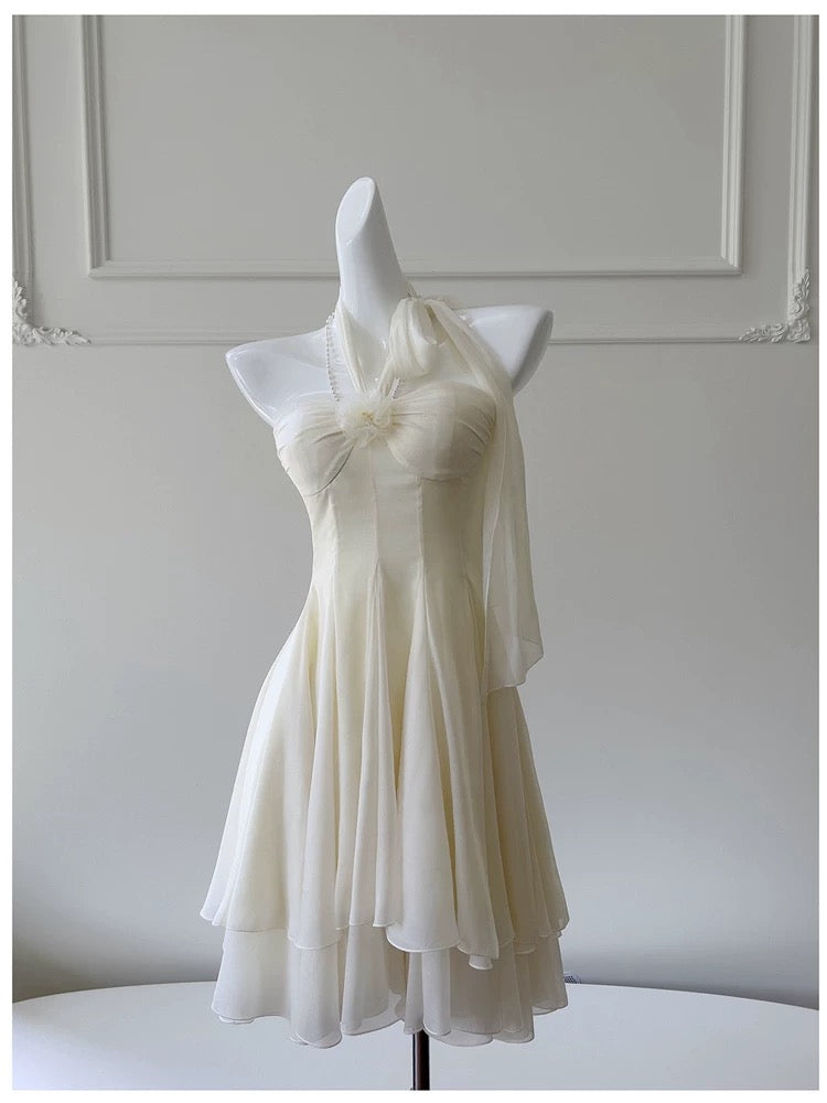 Pretty A line Halter Chiffon Short 8th Grade Homecoming Dress Summer Middle School Hoco Dresses Cocktail Dress Birthday Outfits W991