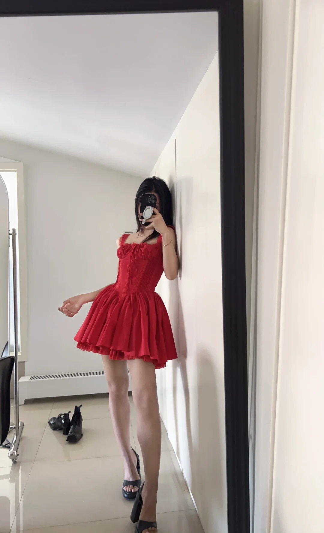 Cute A line Square Neck Red Lace Short Homecoming Dress Summer Middle School Formal 8th Grade Hoco Dresses Summer Holiday Dress Birthday Outfits W995