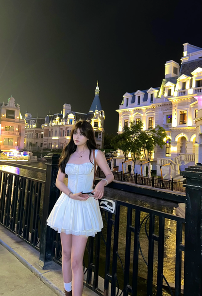 Cute A line Square Neck Red Lace Short Homecoming Dress Summer Middle School Formal 8th Grade Hoco Dresses Summer Holiday Dress Birthday Outfits W995