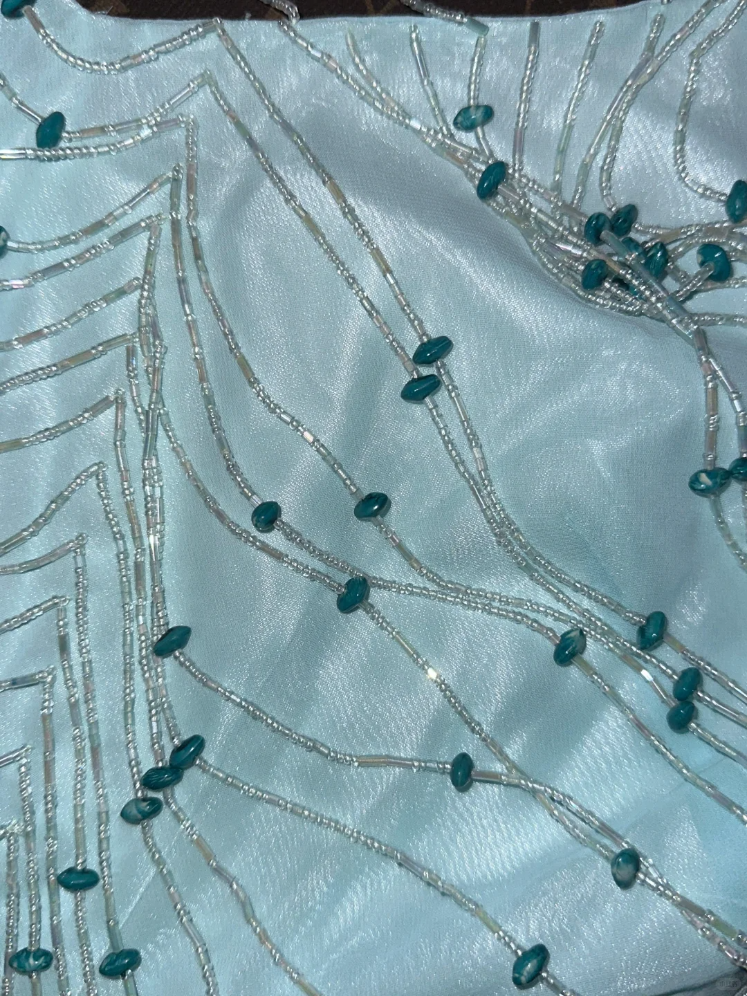 Blue Mermaid V Neck Beaded Chiffon Satin Long Prom Dress Party Dress SH3070