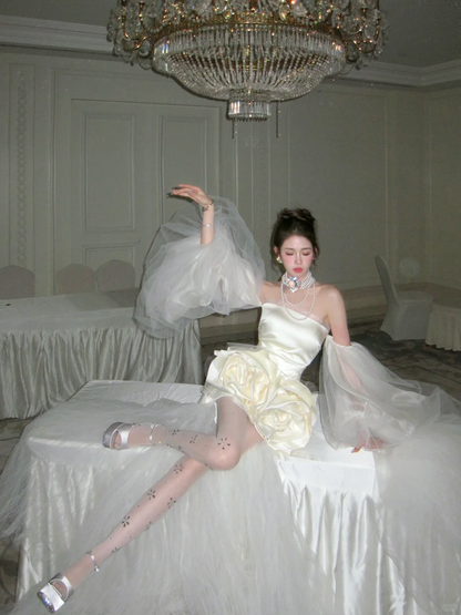 Unique Wedding Dress Ball Gown Off The Shoulder Short Summer Wedding Dresses Bridal Gowns With Sleeves WD0073