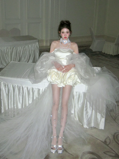 Unique Wedding Dress Ball Gown Off The Shoulder Short Summer Wedding Dresses Bridal Gowns With Sleeves WD0073